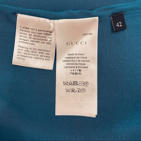 NEW Gucci Teal Light Silk Georgette Pleated Dress - Picture 5 of 7